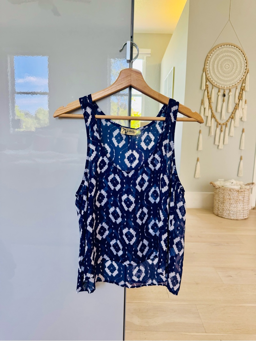 Show Me Your MuMu Navy and White Ikat Tank Size Medium